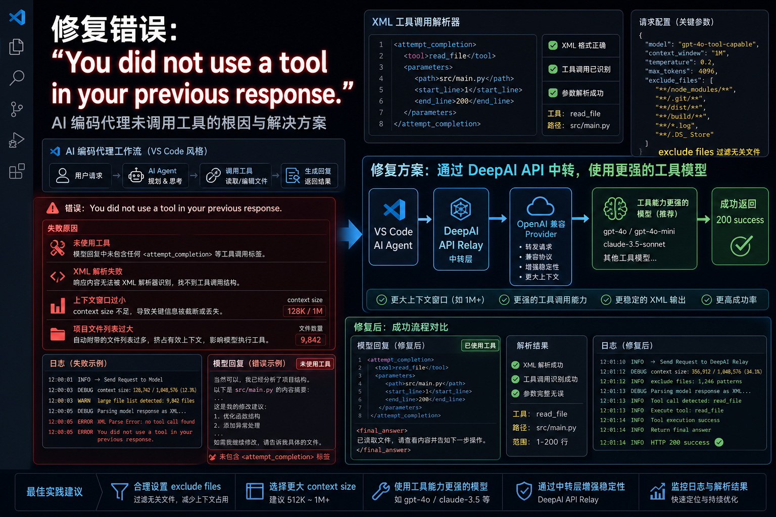 Cline deepai tool use xml context error.png