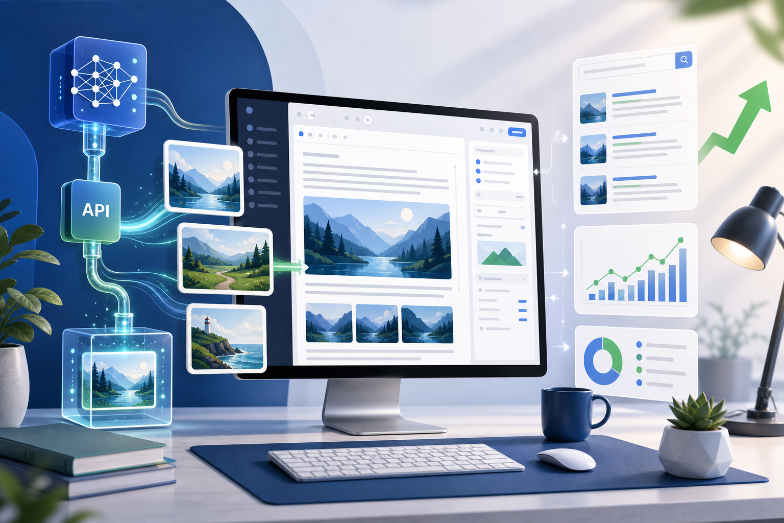 gpt-image-2 生成 WordPress SEO 文章配图的 API 工作流示意图